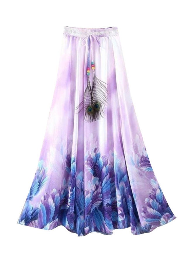 Flower Printed Maxi Long Skirt Blue - Image 1