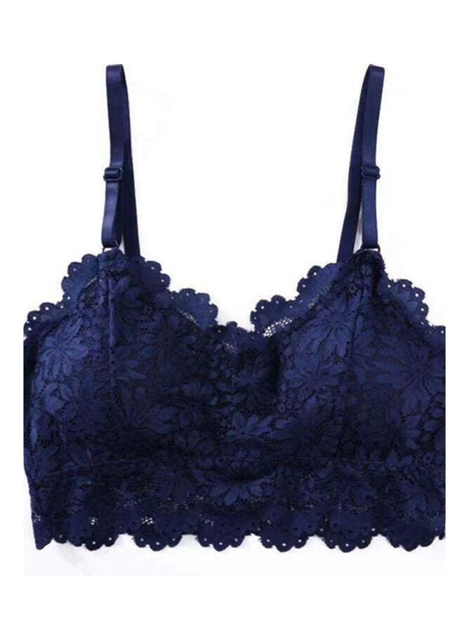 Camisole Padded Floral Lace Bralette Crop Top Blue  - Image 1