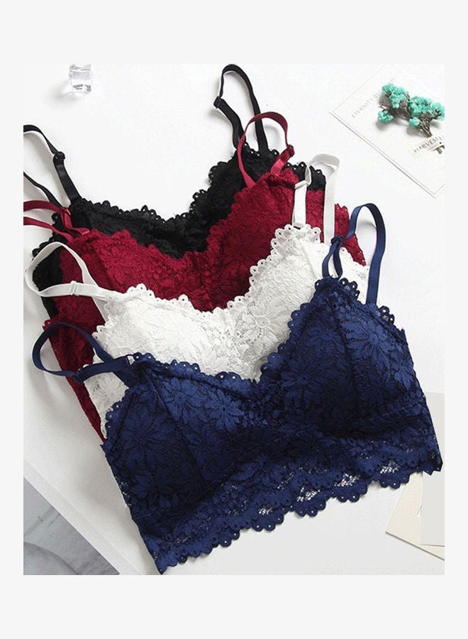 Camisole Padded Floral Lace Bralette Crop Top Blue  - Image 4