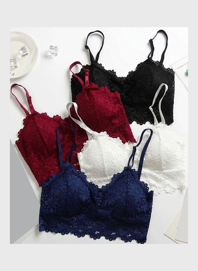 Camisole Padded Floral Lace Bralette Crop Top Blue  - Image 5
