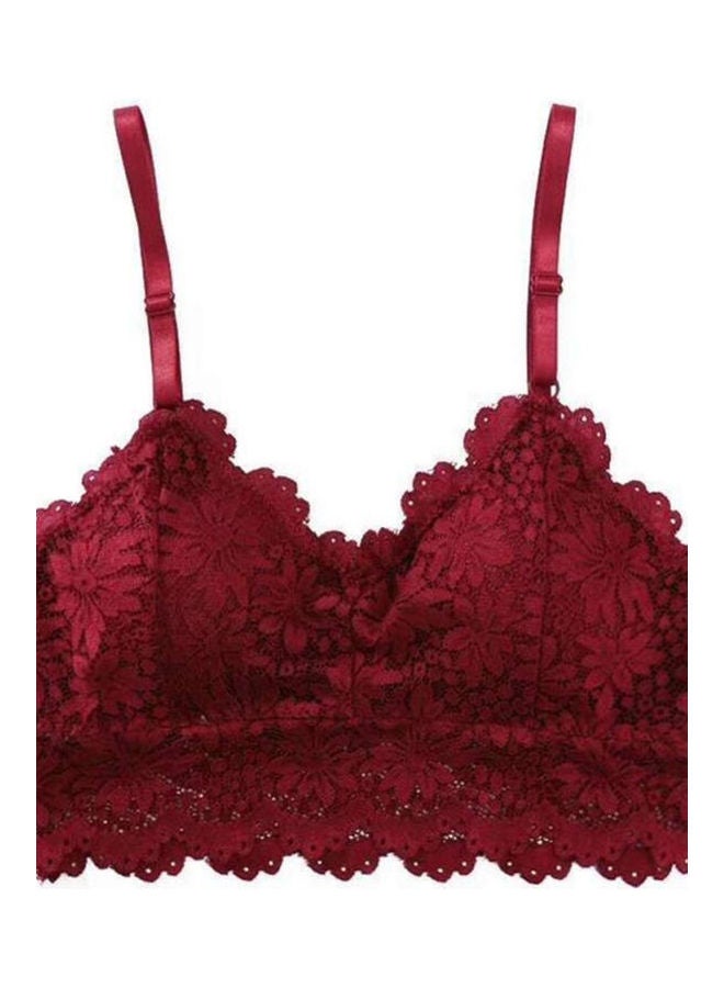 Women Camisole Padded Bra Fitness Underwear Floral Lace Bralette Crop Top Red  - Image 1