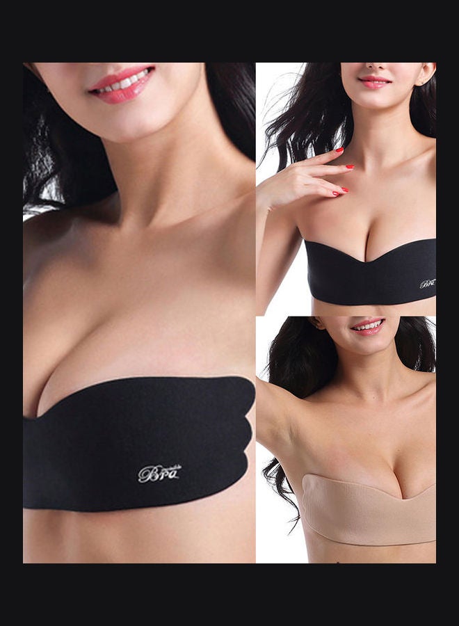 Generic - Women Push Up Backless Strapless Adhesive Nipple Cover Silicone Invisible Bra Apricot - Image 1