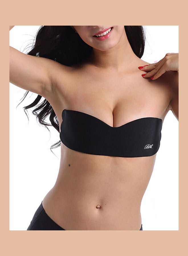 Generic - Women Push Up Backless Strapless Adhesive Nipple Cover Silicone Invisible Bra Apricot - Image 1