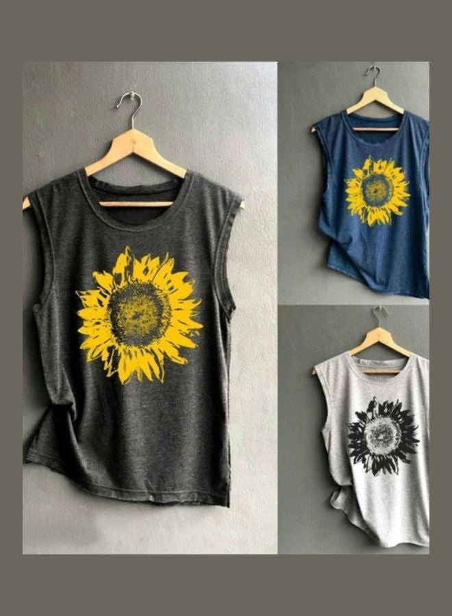 Casual Summer Sleeveless Vest Tank Top Grey - Image 3