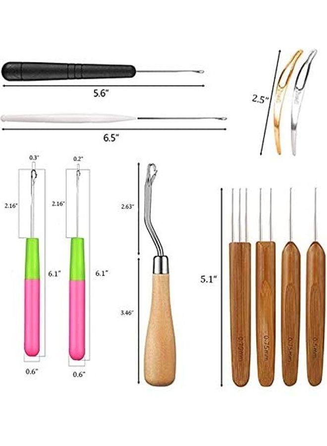11-Piece Dreadlock Crochet Hook Tool Set Multicolour  - Image 2