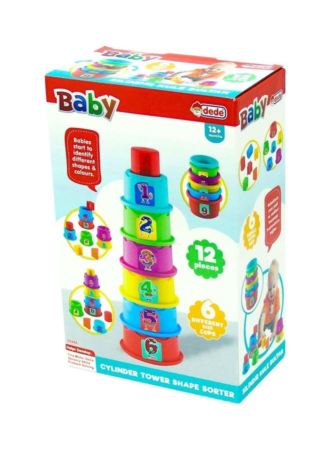 dede 12- Piece Cylinder Tower Cloud Stacking Block  - Image 1