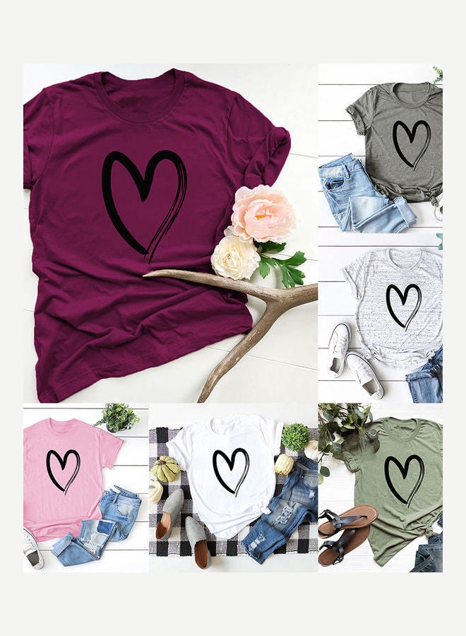 Generic - Cute Love Heart T-Shirt Top Pink - Image 1