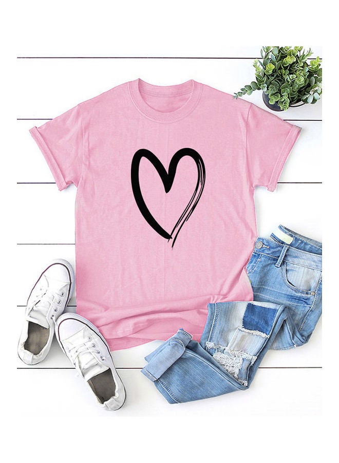 Generic - Cute Love Heart T-Shirt Top Pink - Image 1