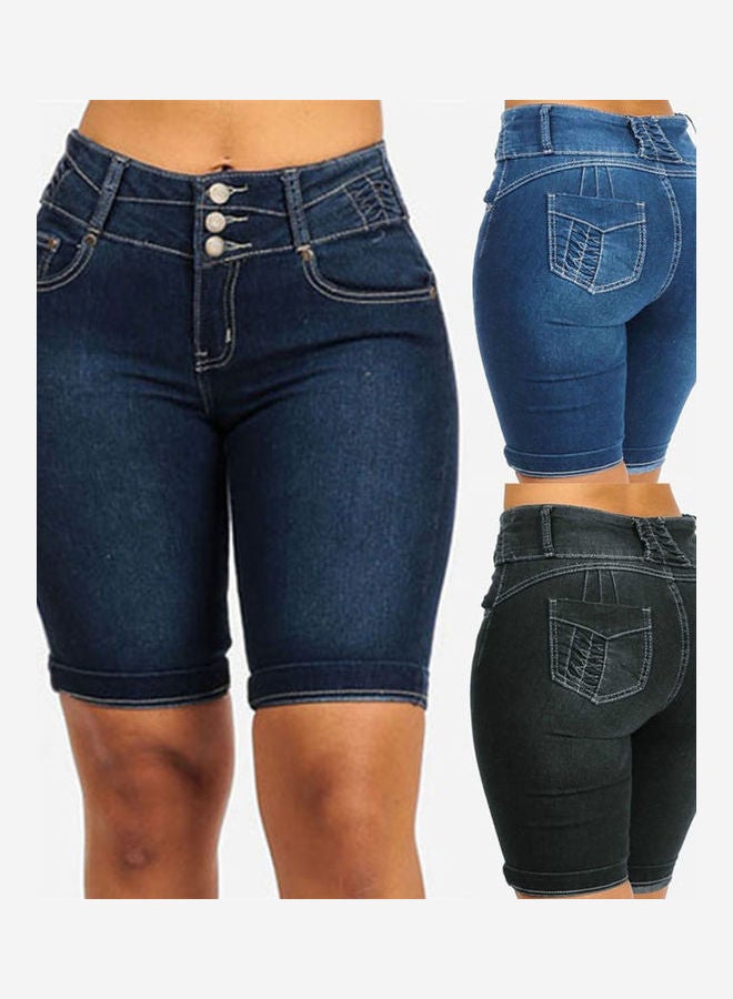 Skinny Slim Fit Short Jeans Blue  - Image 2