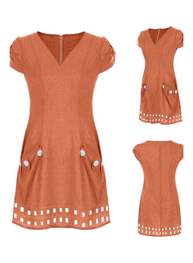 Midi Dress With Pocket Orange 
