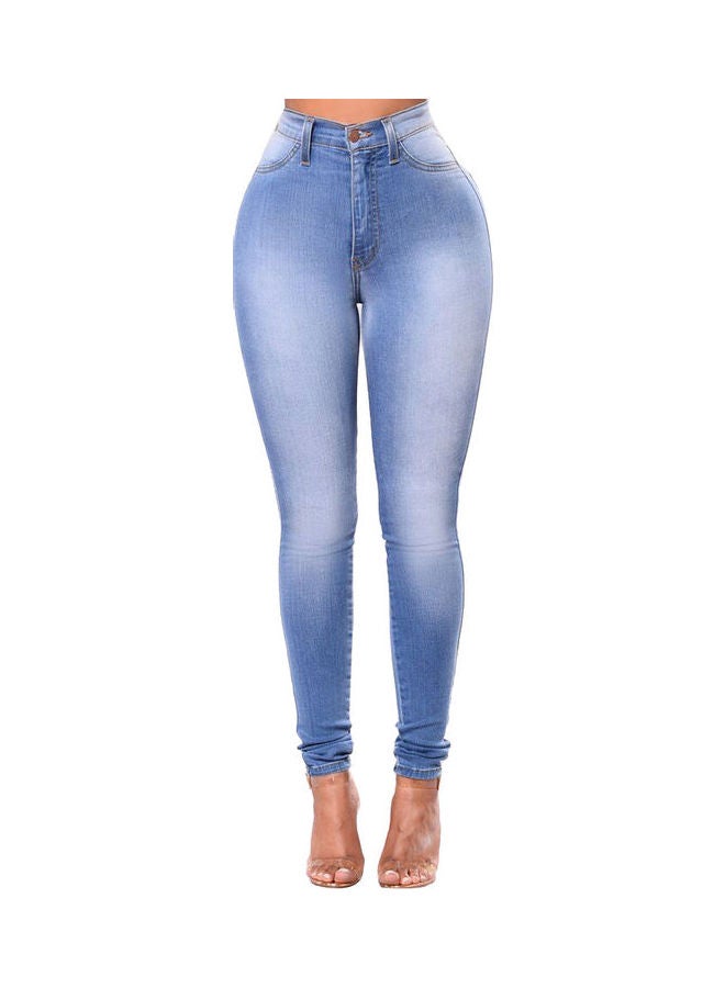 Denim Long Pencil Pants Light Blue