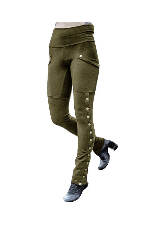 Long Pencil Pant Stretch Leggings Army Green