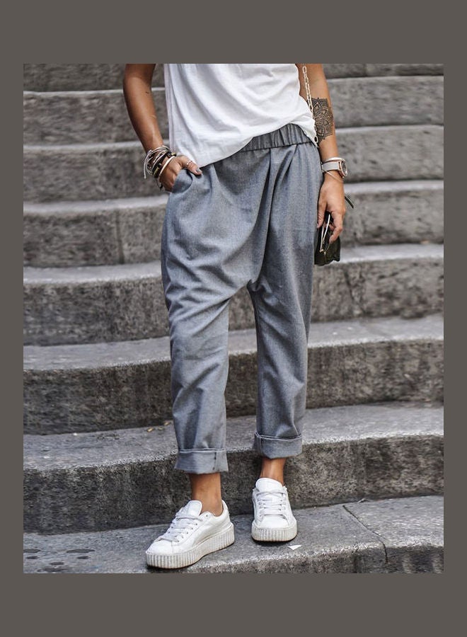 Elastic Waist Long Trouser Grey  - Image 2