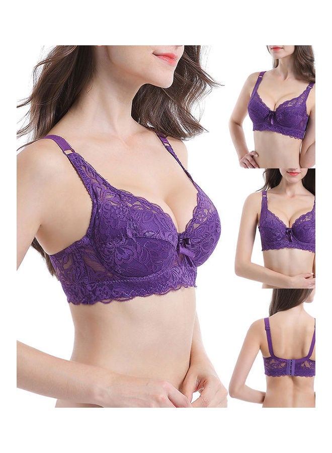 Floral Lace Bra Purple - Image 2