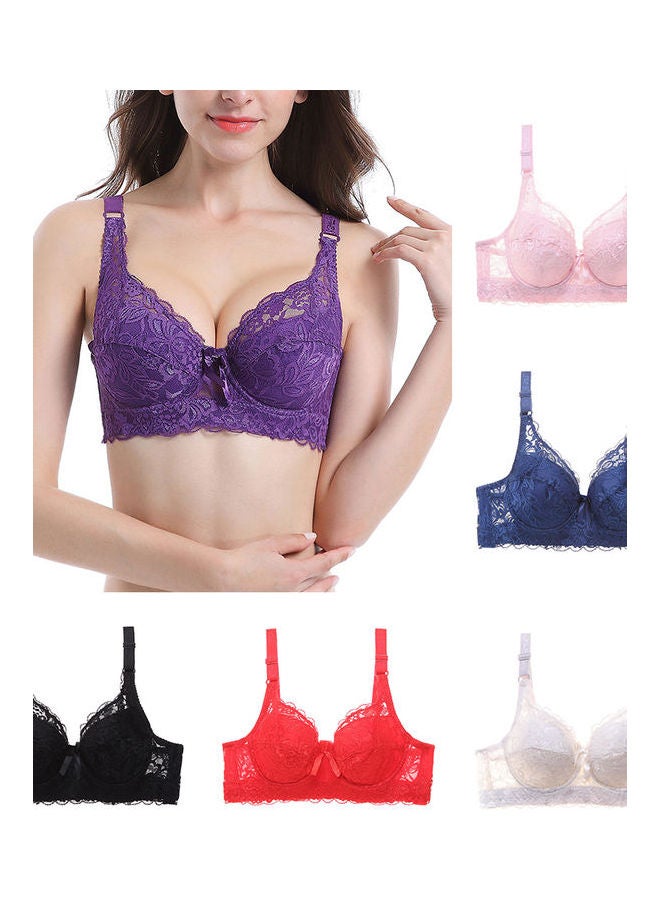 Floral Lace Bra Purple - Image 4