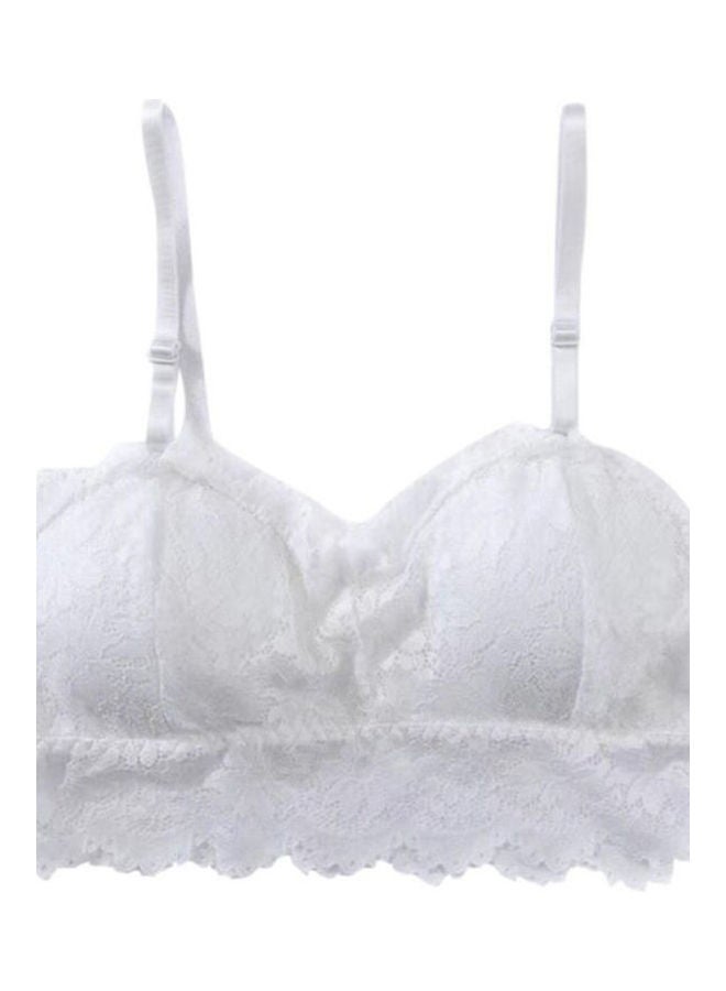 Women Camisole Padded Bra Fitness Underwear Floral Lace Bralette Crop Top White  - Image 1