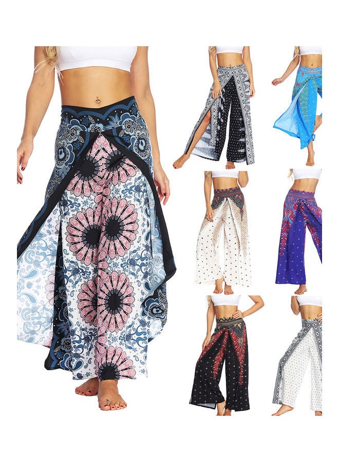 Yoga Fitness Side Split Wide Leg Pants Multicolour - Image 2