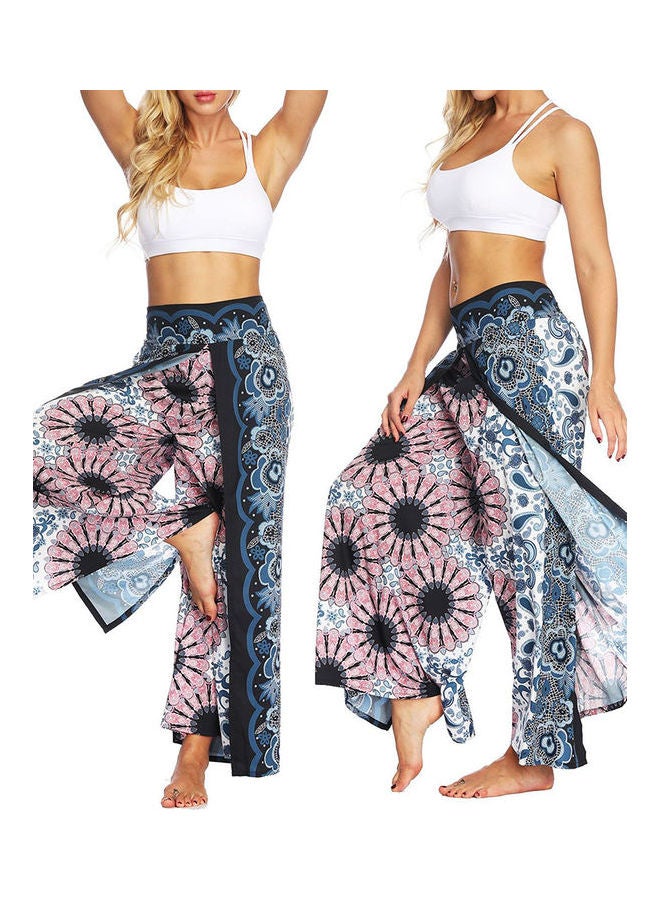 Yoga Fitness Side Split Wide Leg Pants Multicolour - Image 4