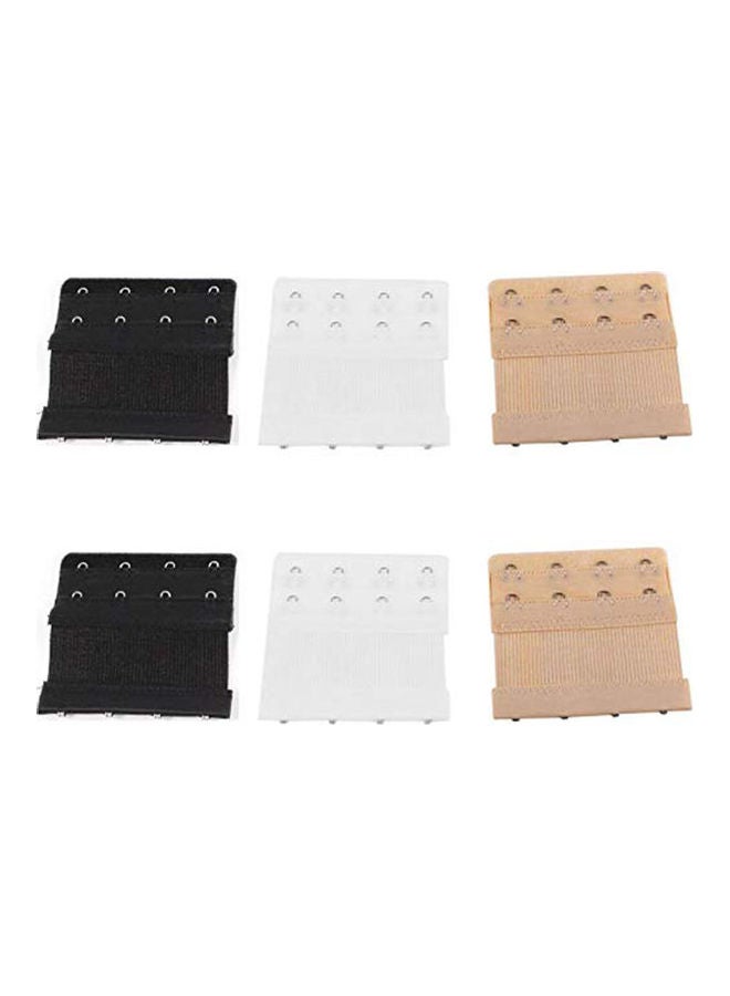 Generic - 6 Pieces Women 2 Rows 4 Hooks Flexible Bra Back Strap Extender Underwear Accessories Black-Skin-White - Image 1