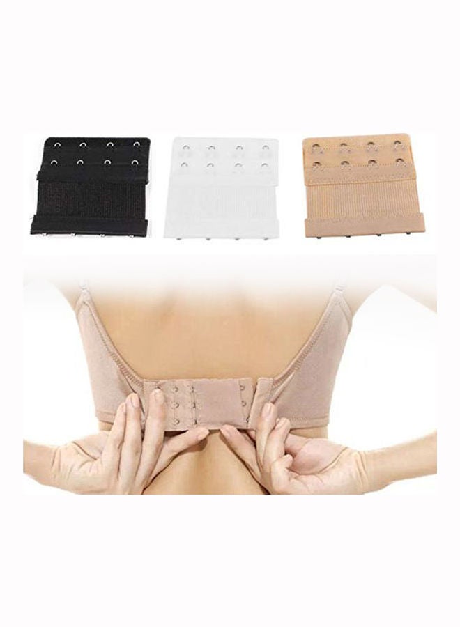 Generic - 6 Pieces Women 2 Rows 4 Hooks Flexible Bra Back Strap Extender Underwear Accessories Black-Skin-White - Image 1