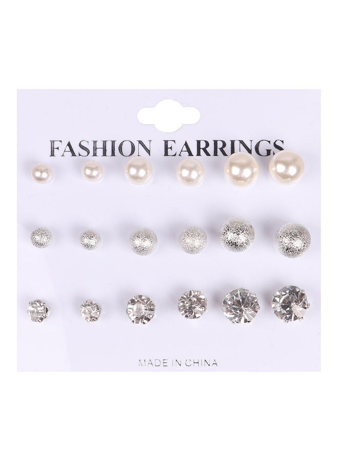 مجموعة أقراط مرصعة على شكل كمثرى مكونة من 9 أزواج - Image 1