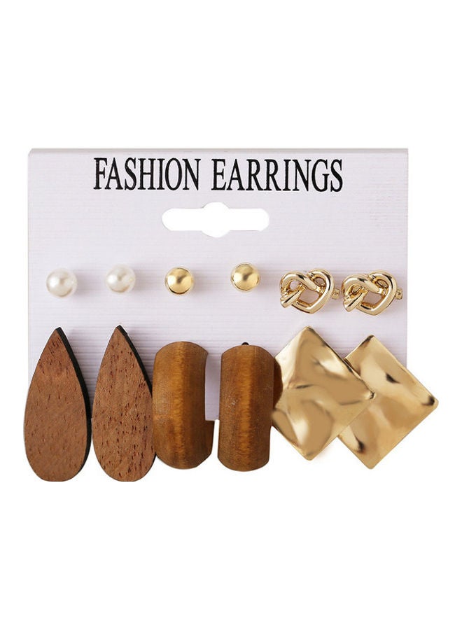 مجموعة أقراط أذن مرصعة باللؤلؤ من 6 أزواج - Image 1