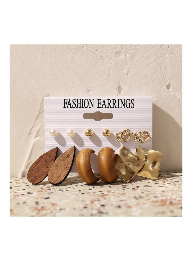 مجموعة أقراط أذن مرصعة باللؤلؤ من 6 أزواج - Image 2