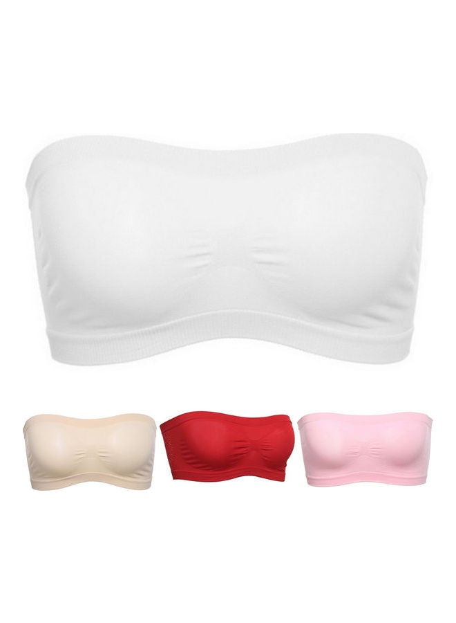 Solid Color Strapless Seamless Push Up Tube Top Bra Red - Image 3
