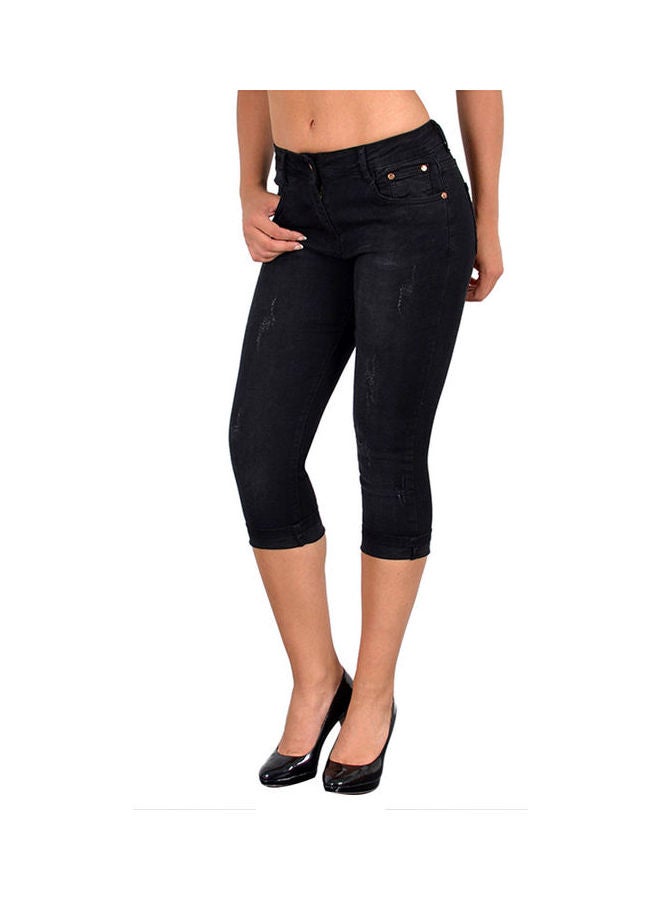 Denim Capri Pants Black