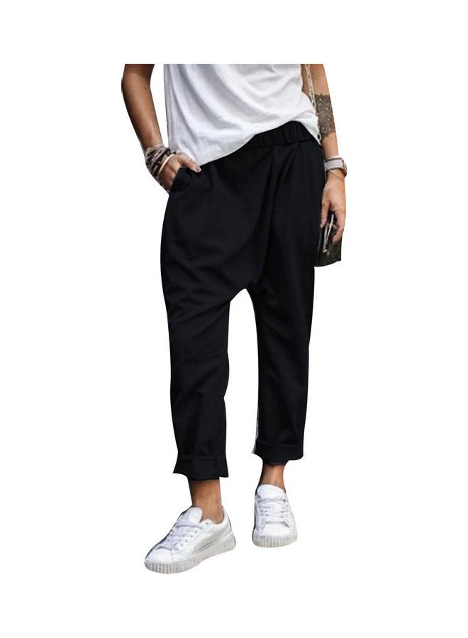 Elastic Waist Long Trouser Black