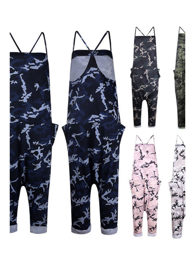 Summer Women Camouflage Sleeveless Backless Jumpsuit Baggy Long Pants Romper Pink  - Image 3