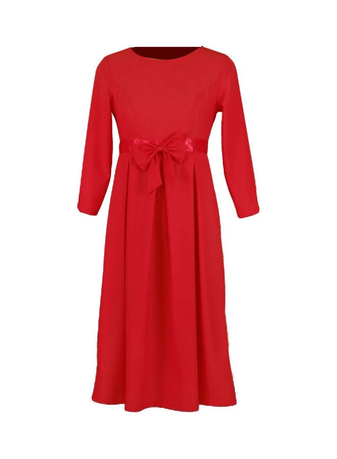 Bow Detail Midi Dress Red