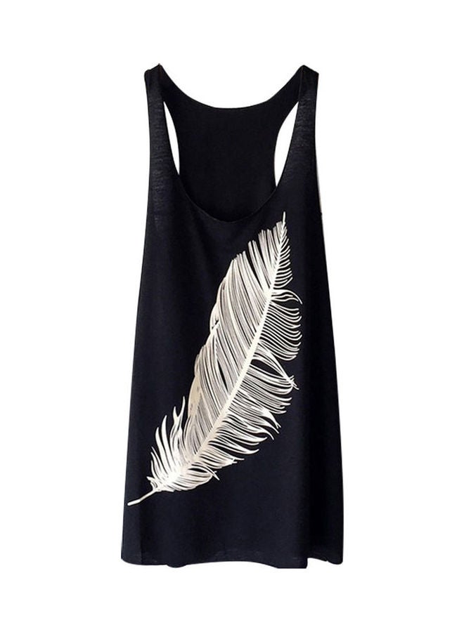 Feather Printed Tank Top Black/White