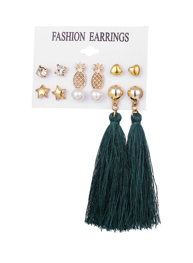 طقم من 6 أزواج من الأقراط الكبس والأقراط ذات الشرابة - Image 1