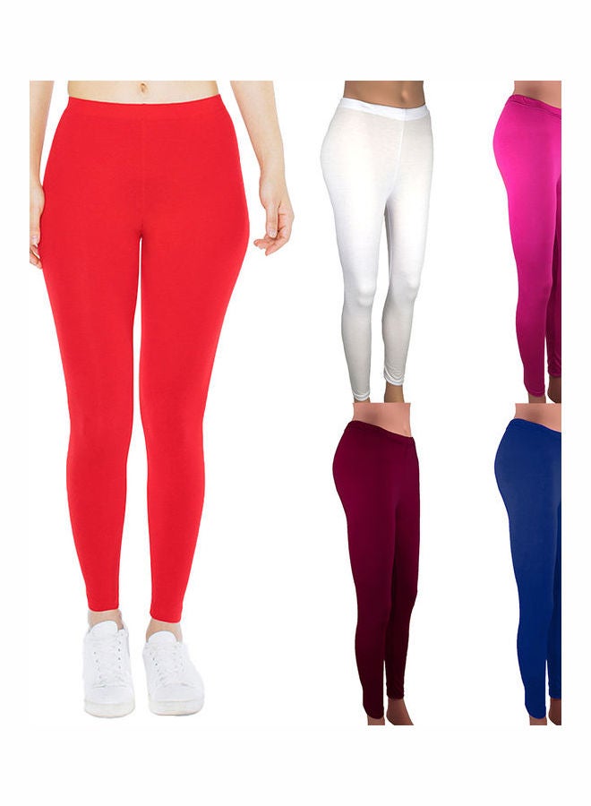 Solid Elastic Waist Leggings Black  - Image 2