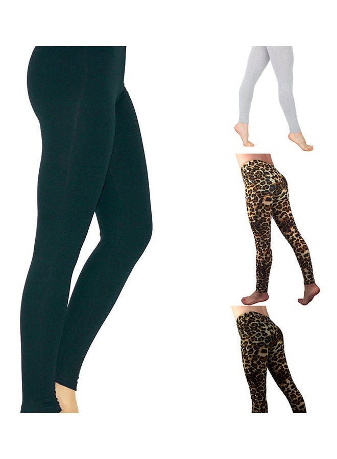 Solid Elastic Waist Leggings Black  - Image 3