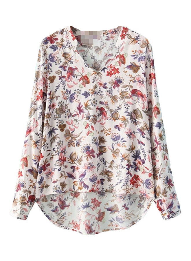 Floral Printed Retro Top Multicolour