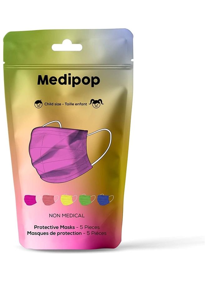 Pack of 5-Piece Adult Disposable Face Mask Multicolour 17.5cm  - Image 1