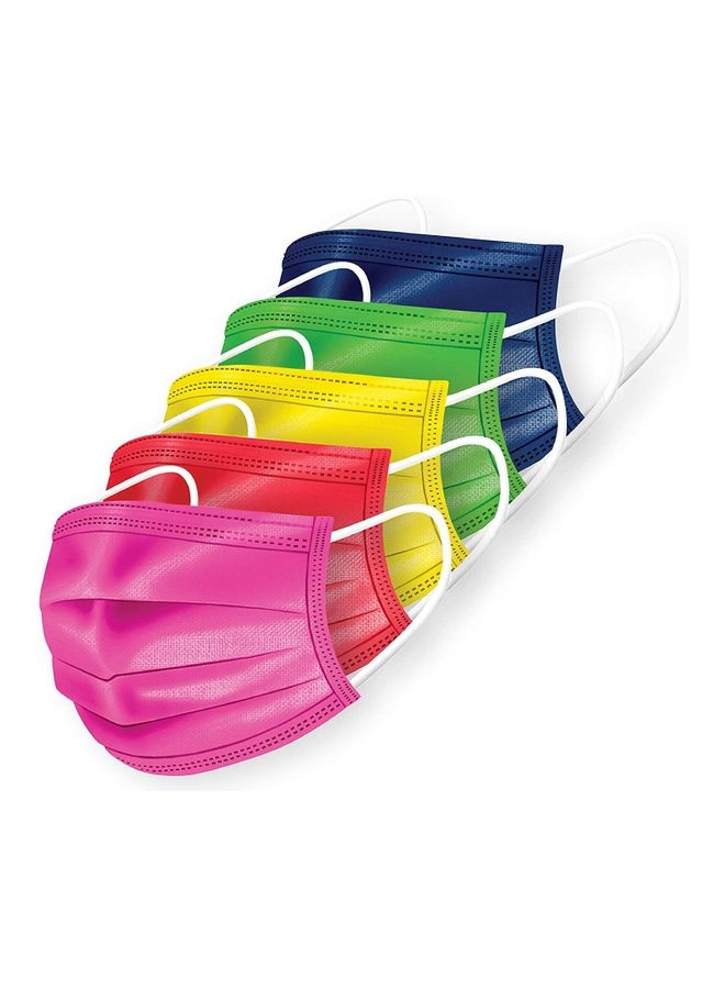 Pack of 5-Piece Adult Disposable Face Mask Multicolour 17.5cm  - Image 2