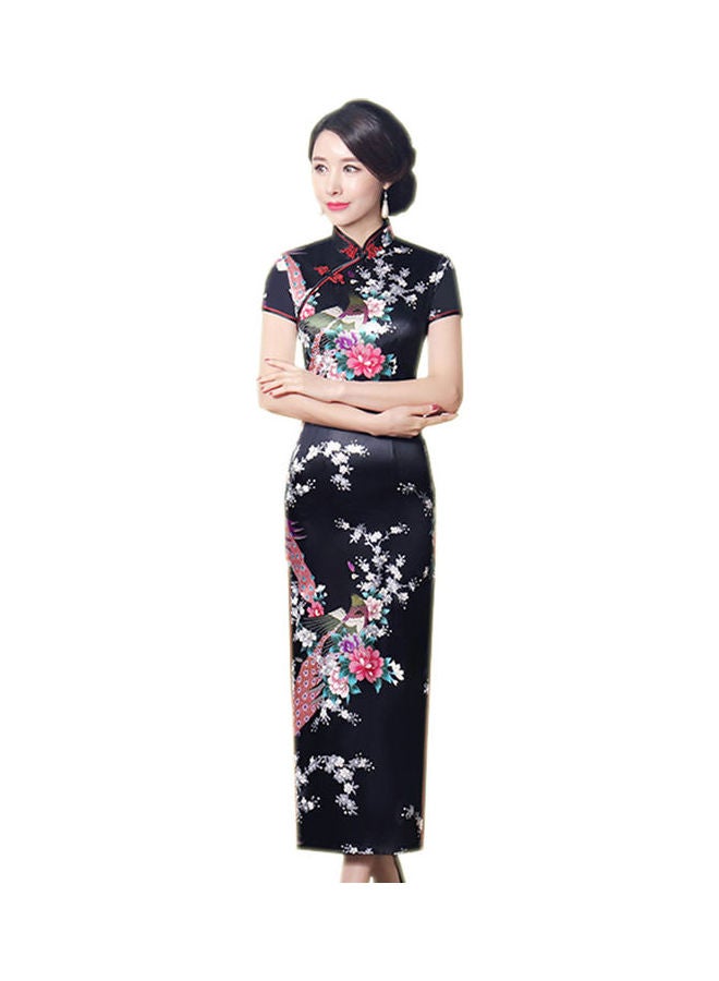 Printed Long Dress Black