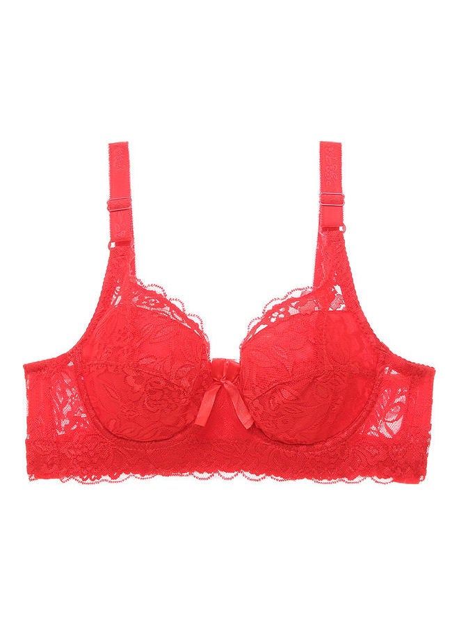Floral Lace Bra Red  - Image 1