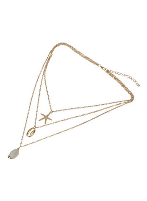 Multi-Layered Shell And Starfish Design Pendant Necklace