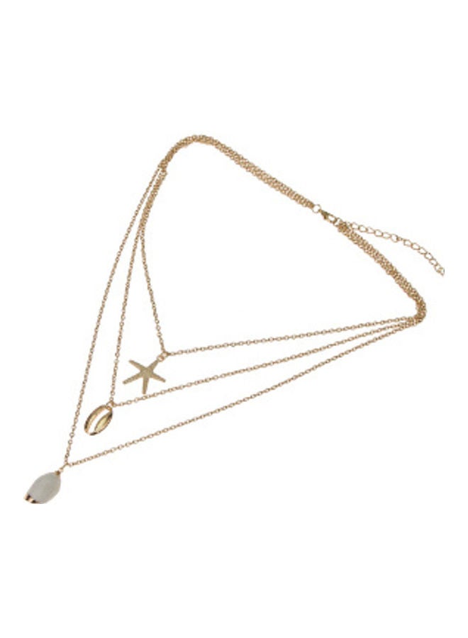 Multi-Layered Shell And Starfish Design Pendant Necklace