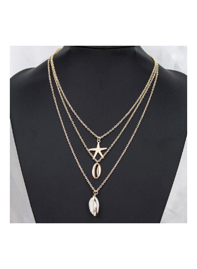 Multi-Layered Shell And Starfish Design Pendant Necklace