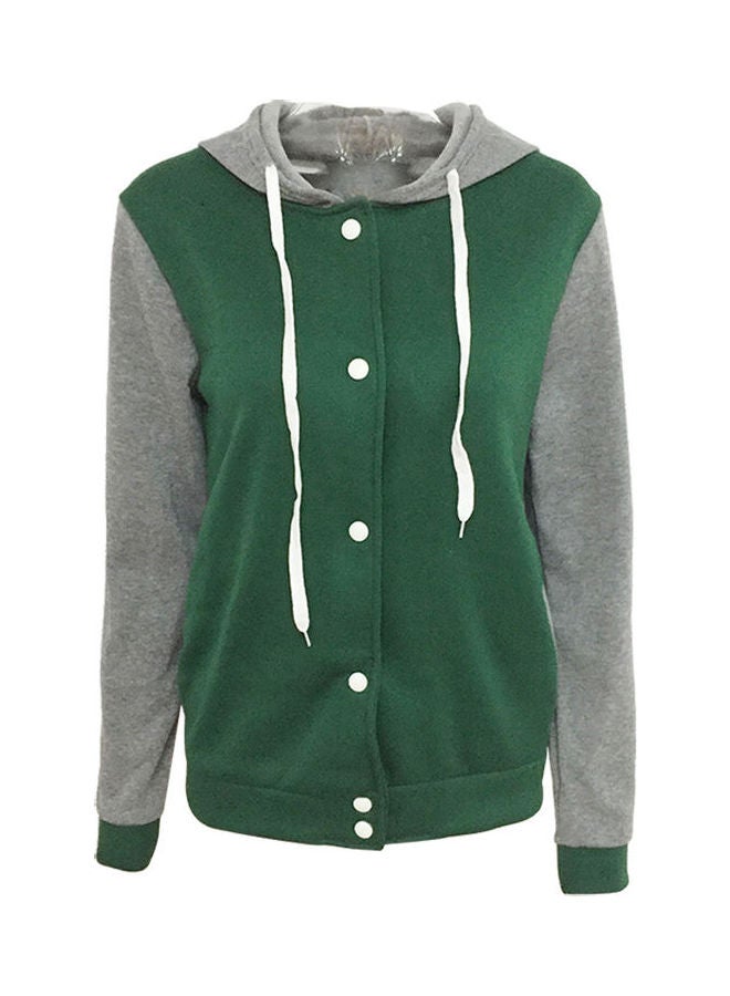 Long Sleeves Hooded Jacket Green/Grey  - Image 1