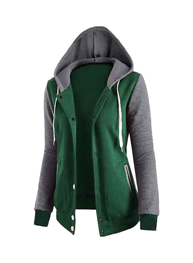 Long Sleeves Hooded Jacket Green/Grey  - Image 2