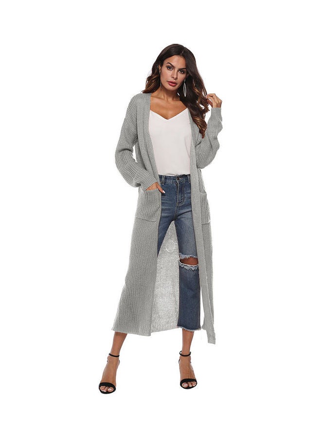 Generic Front Pocket Detail Cardigan Grey  - Image 1
