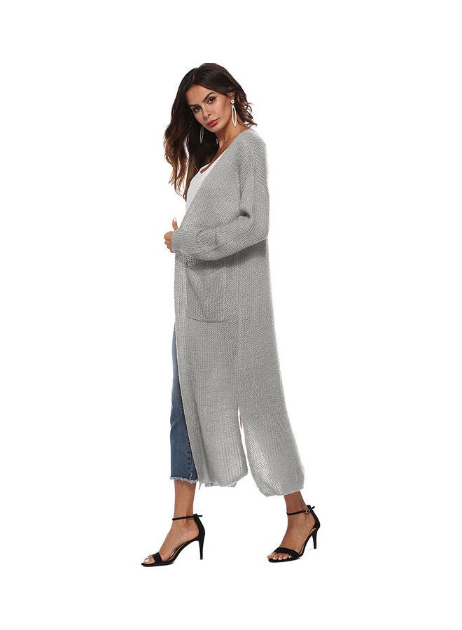 Generic Front Pocket Detail Cardigan Grey  - Image 2