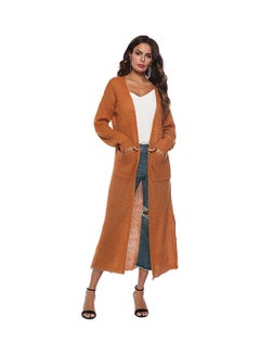 Generic Front Pocket Detail Cardigan Brown 