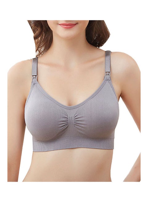 Solid Maternity Nursing Bra Grey